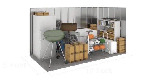 5'x5' storage unit (25 sq ft) interior view