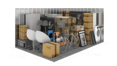10'x10' storage unit (100 sq ft) interior view